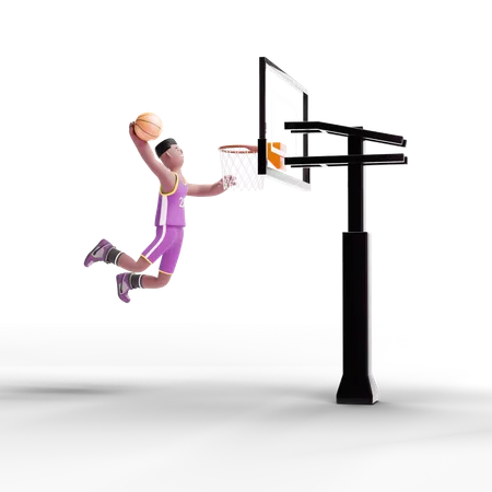 Basketball Player scoring goal  3D Illustration