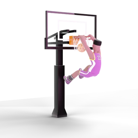 Basketball Player scoring goal  3D Illustration