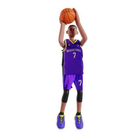 Basketball Player Shooting  3D Illustration