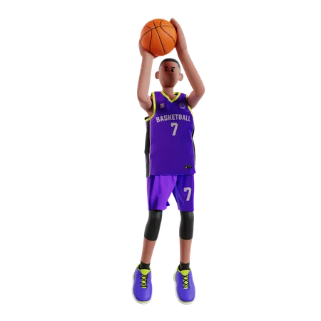 Basketball Player Shooting  3D Illustration
