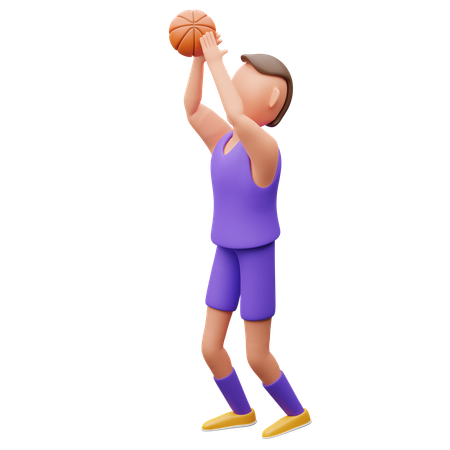 バスケットボール選手のシュートバスケットボール  3D Illustration