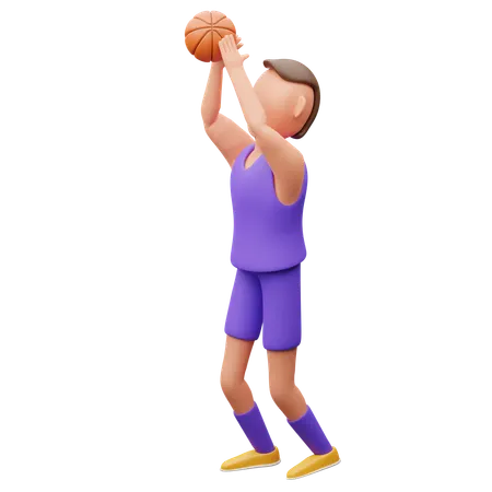 バスケットボール選手のシュートバスケットボール  3D Illustration