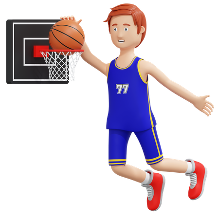 Basketball Player Slam Dunk  3D Illustration