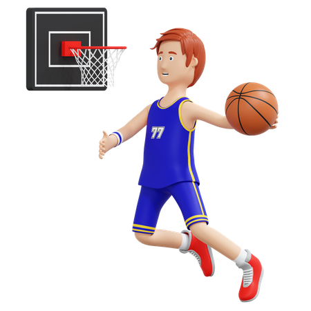 Basketball Player Slam Dunk  3D Illustration