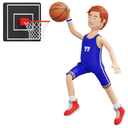 Basketball Player Slam Dunk 3 D Cartoon Illustration 3D Illustration