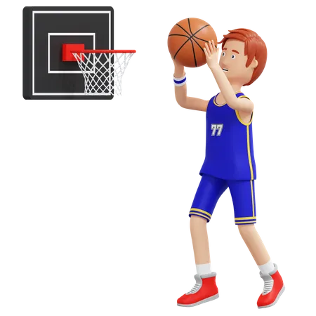 Basketball Player Slam Dunk To Ring 3 D Cartoon Illustration 3D Illustration