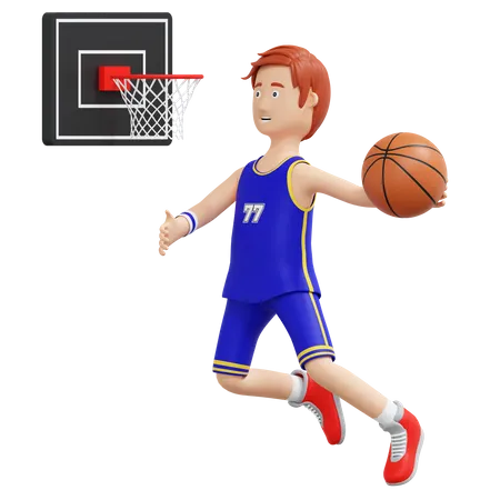 Basketball Player Slam Dunk  3D Illustration