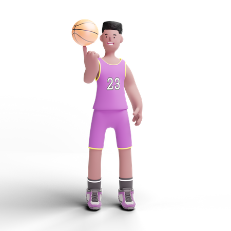 Basketball Player spinning ball on finger  3D Illustration