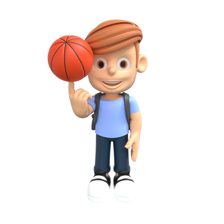 Basketball Player spinning ball on finger  3D Illustration