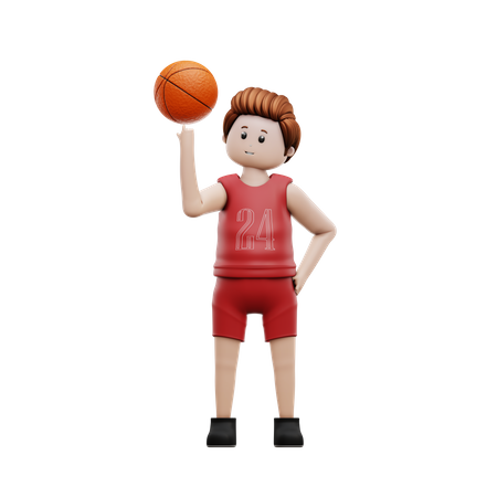 Basketball Player Spinning Ball On Finger  3D Illustration
