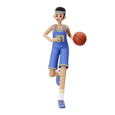 Basketball Player Step Up With The Ball  3D Illustration