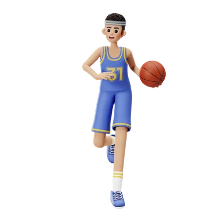 Basketball Player Step Up With The Ball  3D Illustration