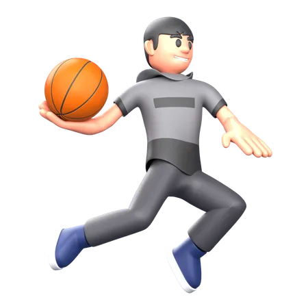 Basketball player throwing basketball  3D Illustration