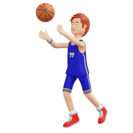 Basketball Player Throwing Ball  3D Illustration