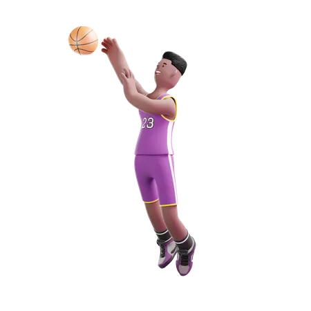 Basketball Player throwing ball for scoring  3D Illustration