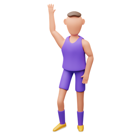 手を振るバスケットボール選手  3D Icon