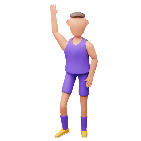 Basketball Player Waving Hand  3D Illustration