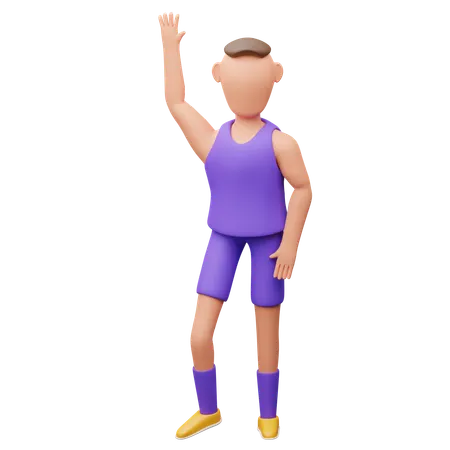 Basketball Player Waving Hand  3D Illustration