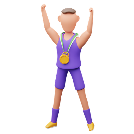 Basketball Player Wearing Medals  3D Illustration