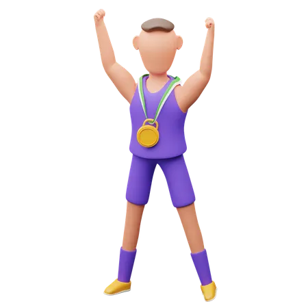 Basketball Player Wearing Medals  3D Illustration