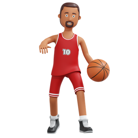 Basketball Pro Player Dribbling Ball  3D Illustration