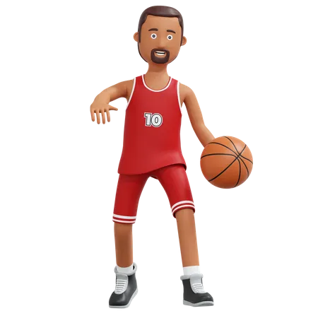 Basketball Pro Player Dribbling Ball  3D Illustration