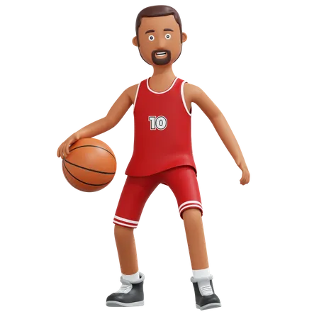 Basketball Pro Player Dribbling Ball 3 D Cartoon Illustration 3D Illustration