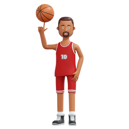 Basketball Pro Player Holding Ball With Finger Tip  3D Illustration