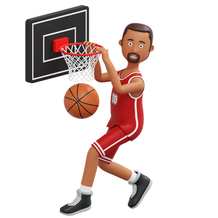 Basketball Pro Player Jump And Holding Basketball Ring  3D Icon
