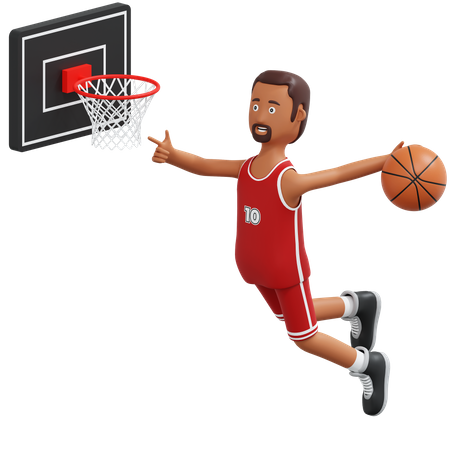 Basketball Pro Player Jump And Slam Dunk  3D Illustration