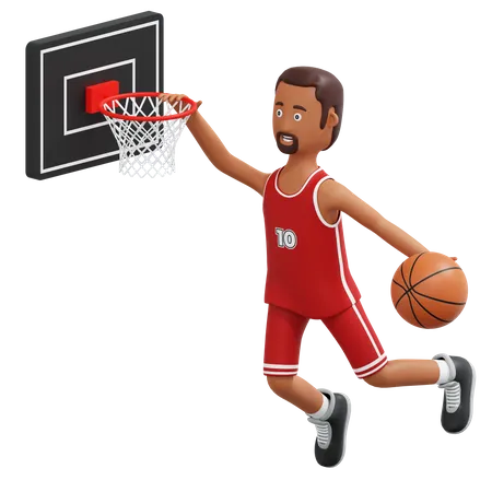 Basketball Pro Player Slam Dunk 3 D Cartoon Illustration 3D Illustration