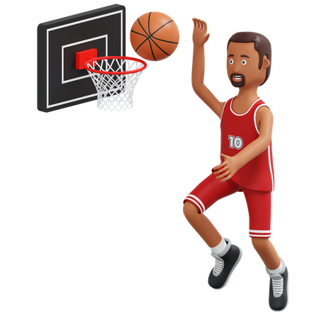 Basketball Pro Throwing Ball To Basket Ring  3D Icon