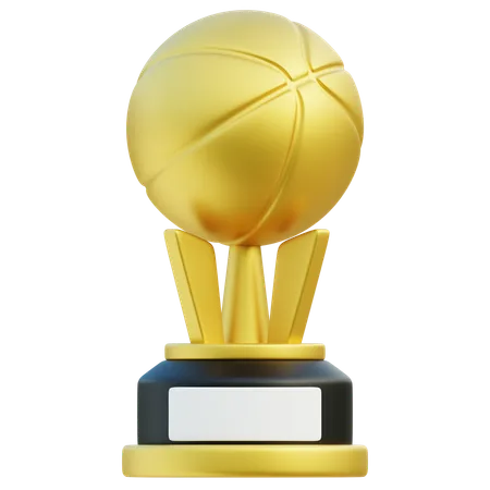 3 D Rendered Golden Basketball Trophy With A Black Base And Blank Nameplate Symbolizing Sportsmanship And Excellence 3D Icon