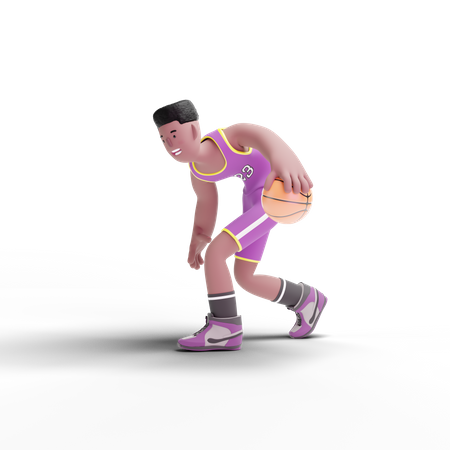 Basketballspieler beim Dribbling  3D Illustration