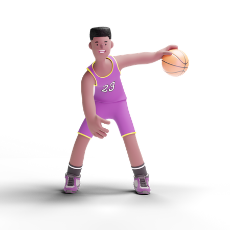 Basketballspieler beim Dribbling  3D Illustration