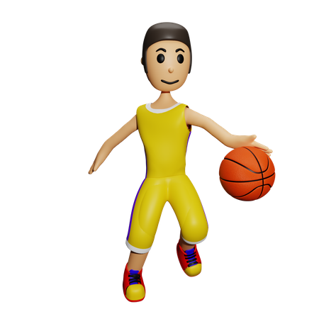 Basketballspieler beim Dribbling  3D Illustration