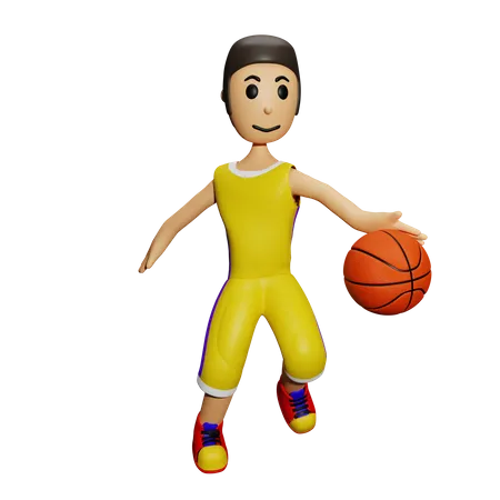 Basketballspieler beim Dribbling  3D Illustration