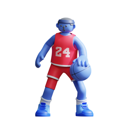 Basketballspieler beim Dribbling  3D Illustration