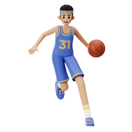 Basketballspieler dribbelt  3D Illustration