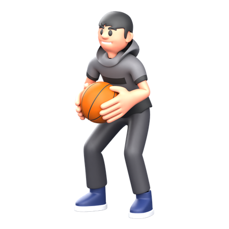 Basketballspieler mit basketball  3D Illustration