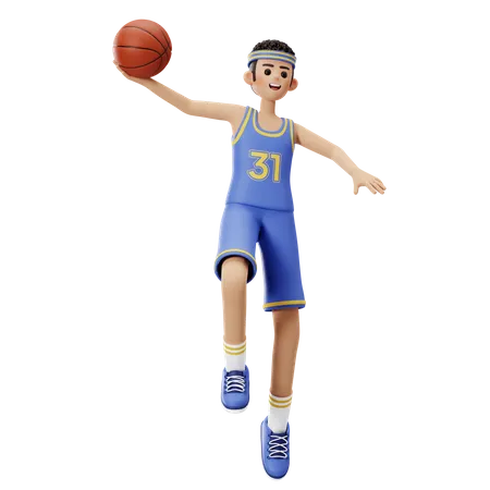 Basketballspieler beim Korbleger  3D Illustration