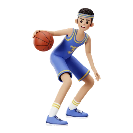 Basketballspieler macht Tricks  3D Illustration