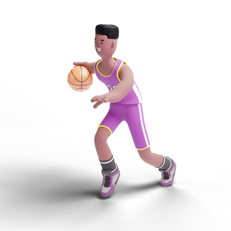 Basketballspieler spielt im Spiel  3D Illustration