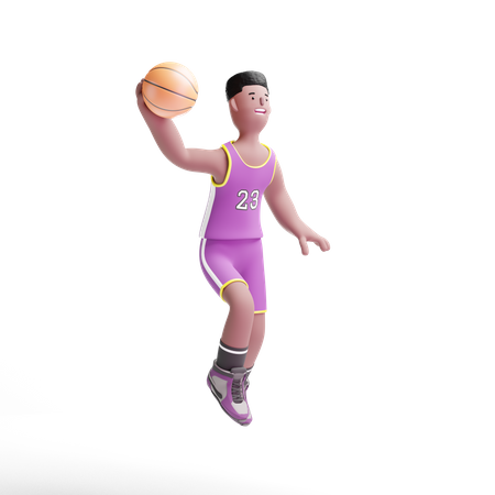 Basketballspieler springt  3D Illustration