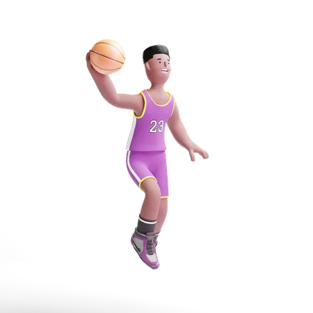 Basketballspieler springt  3D Illustration