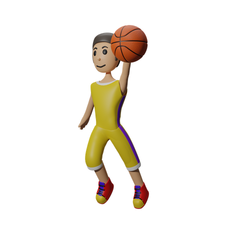 Basketball-Spieler springt in die Luft  3D Illustration