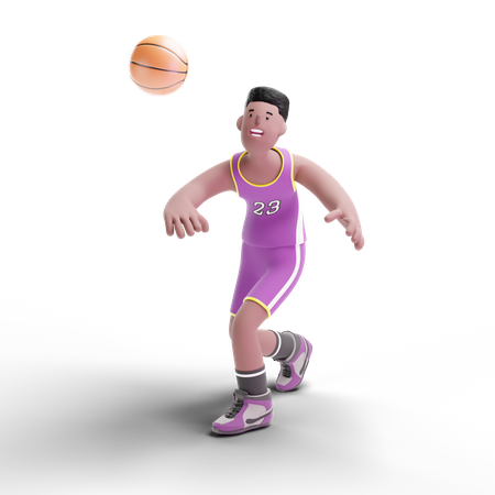 Basketballspieler geht Ball fangen  3D Illustration