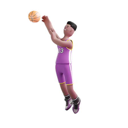 Basketballspieler wirft Ball zum Punkten  3D Illustration