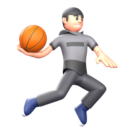 Basketballspieler wirft Basketball  3D Illustration