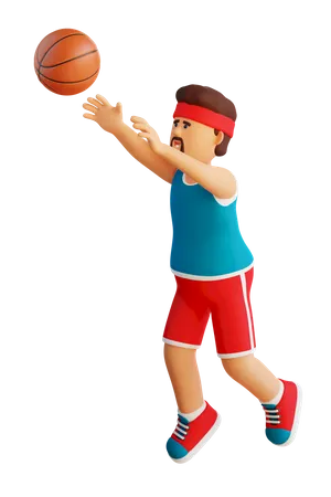 Basketballspieler wirft den Ball  3D Illustration